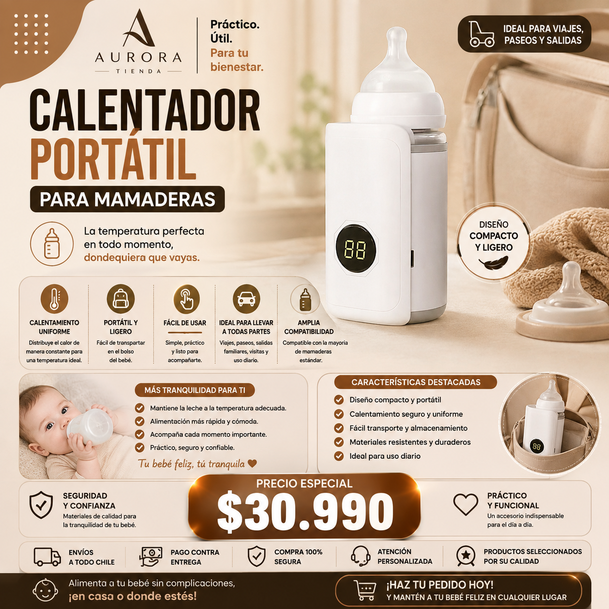 Calentador Portátil para Mamaderas