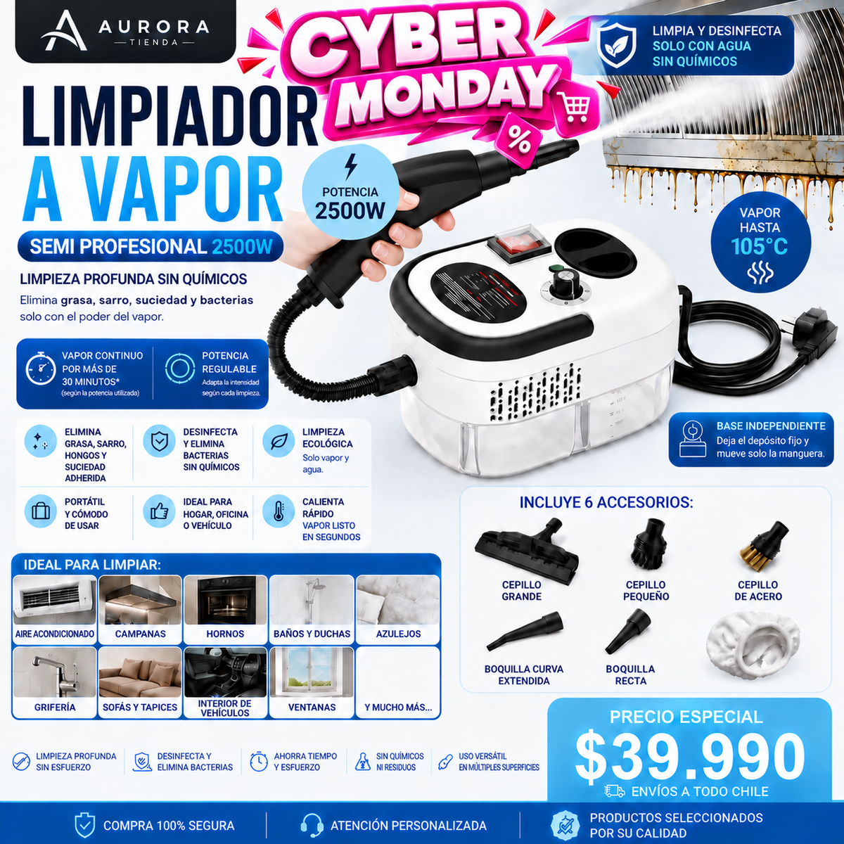 Limpiador a Vapor Semi Profesional