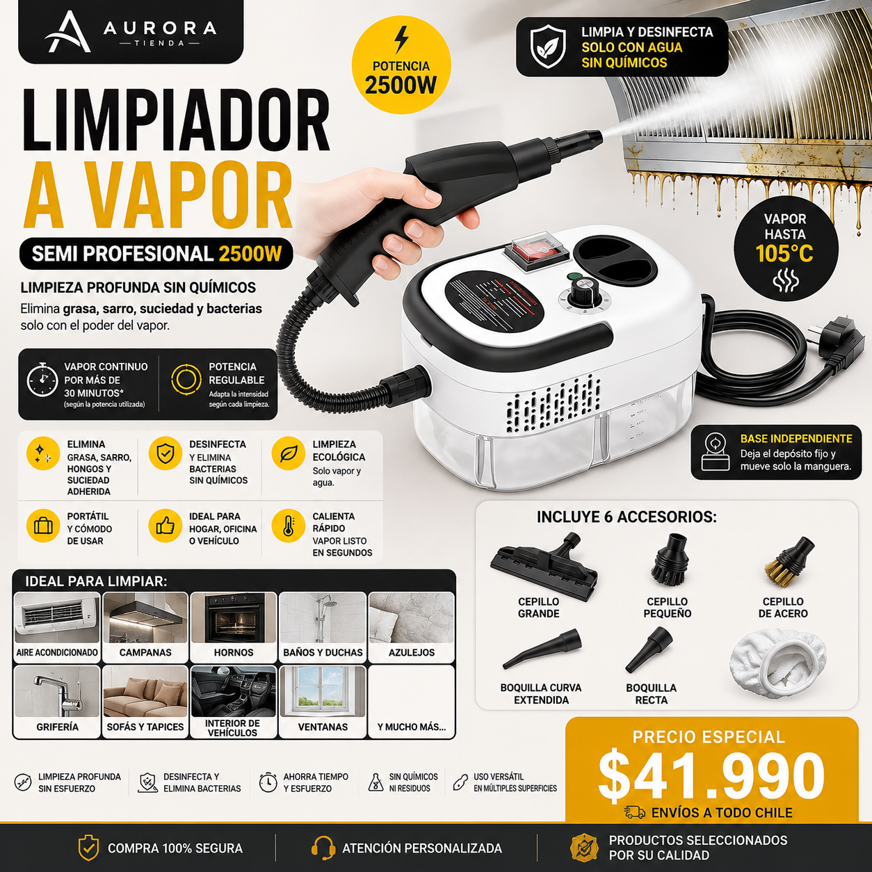 Limpiador a Vapor Semi Profesional