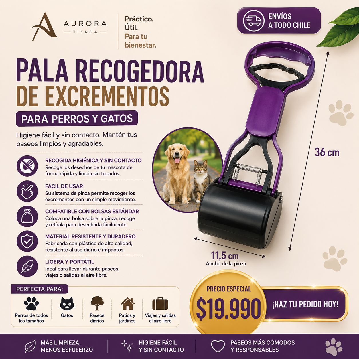 Pala Pinza Recogedora Excremento