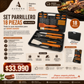 Set Parrilleros Asado 18 Piezas con Maleta